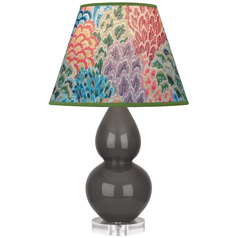 Image 1 Double Gourd 22"H Ash And Lucite Accent Lamp w/ Spring Floral Shade
