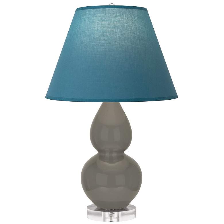 Image 1 Double Gourd 22"H Ash And Lucite Lamp w/ Bright Blue And Gray Shade