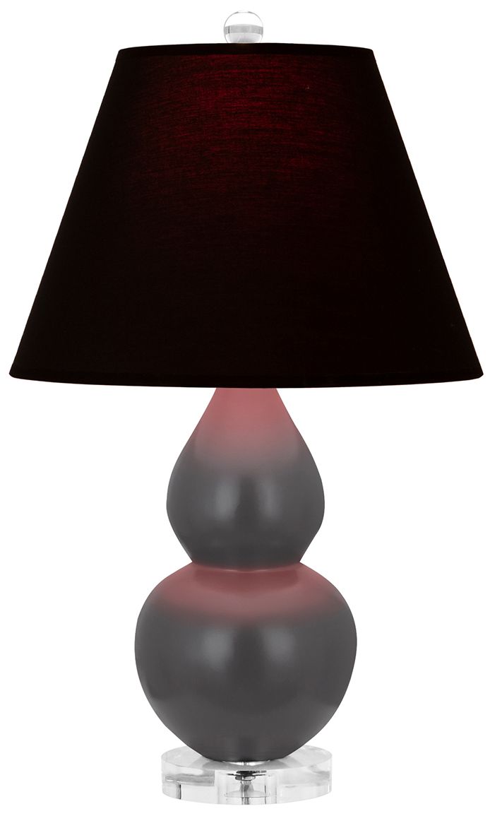 Double Gourd 22"H Ash And Lucite Lamp w/ Ink And Rose Shade - Made to Order