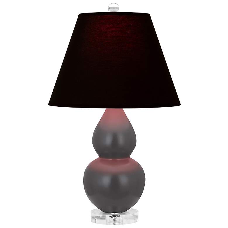 Image 1 Double Gourd 22"H Ash And Lucite Lamp w/ Ink And Rose Shade