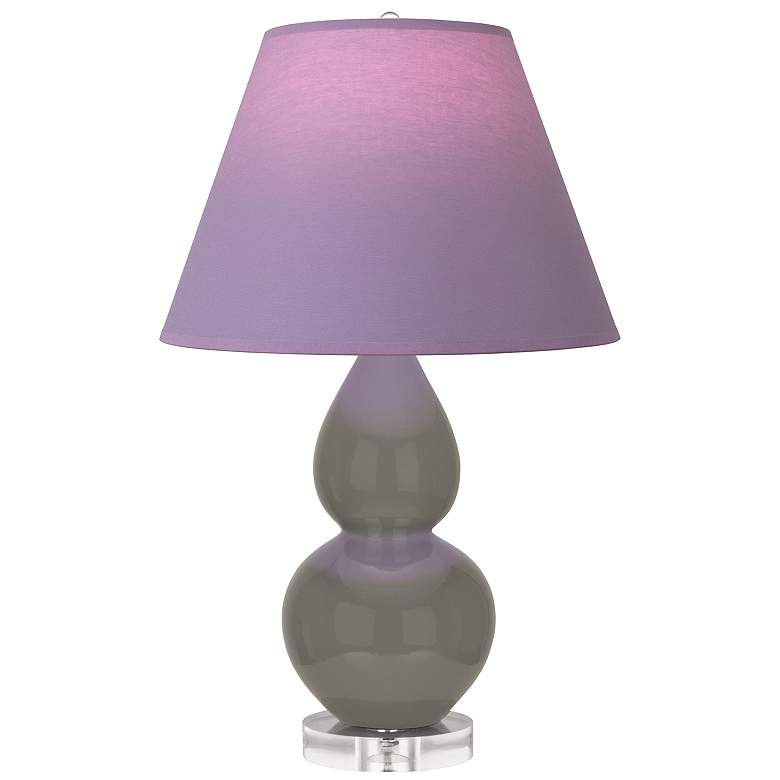 Image 1 Double Gourd 22"H Ash And Lucite Lamp w/ Lavender And Plum Shade