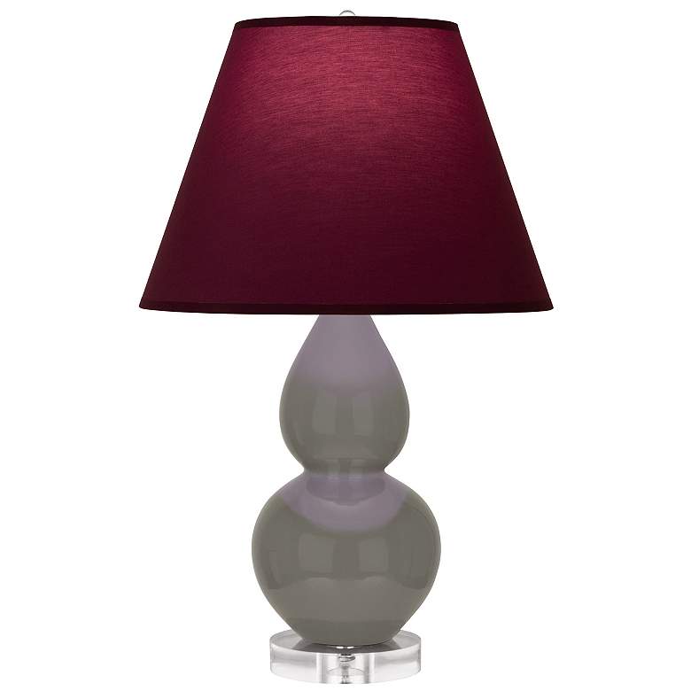 Image 1 Double Gourd 22"H Ash And Lucite Lamp w/ Plum And Lavender Shade