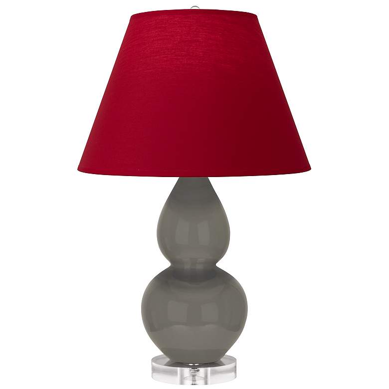 Image 1 Double Gourd 22"H Ash And Lucite Lamp w/ Rose Red And Ink Black Shade