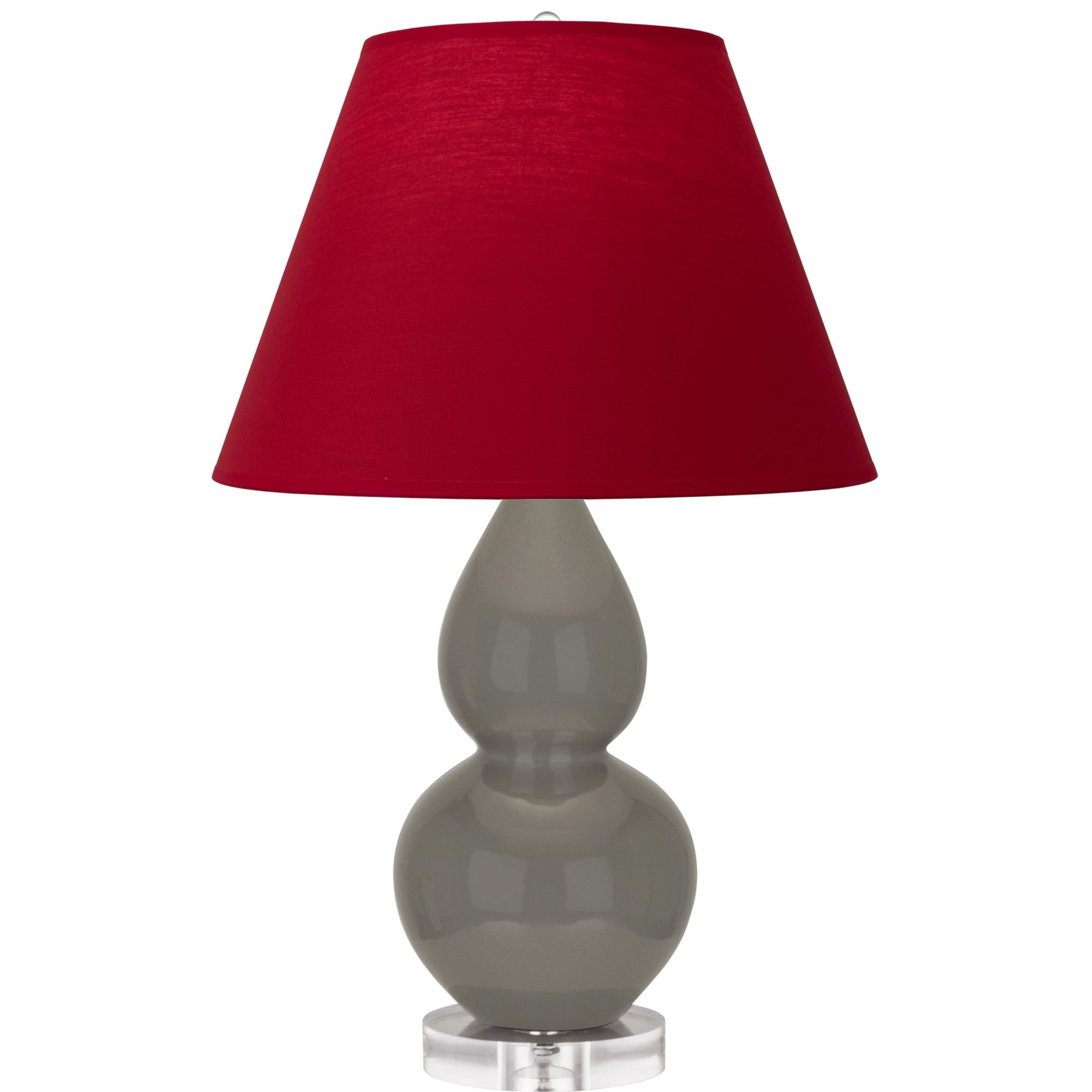 Image 2 Double Gourd 22"H Ash And Lucite Lamp w/ Rose Red And Ink Black Shade more views