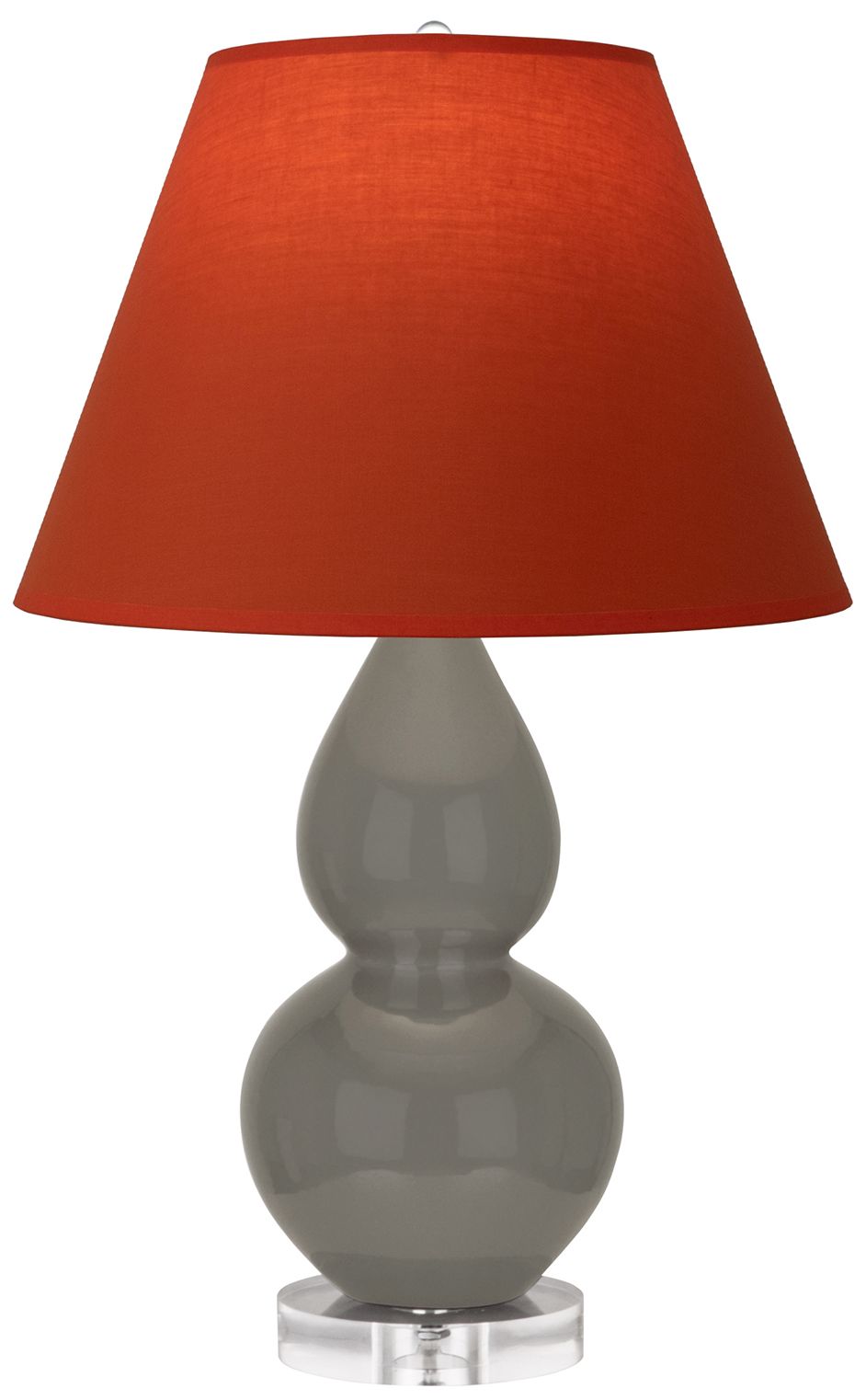 Double Gourd 22"H Ash And Lucite Lamp w/ Tangerine And Taupe Made to Order