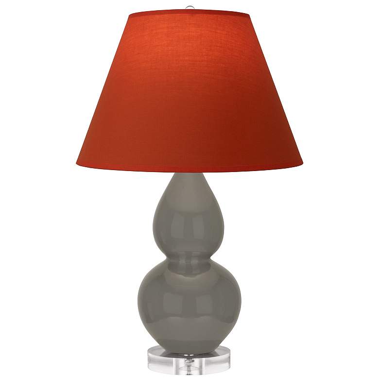 Image 1 Double Gourd 22"H Ash And Lucite Lamp w/ Tangerine And Taupe Shade