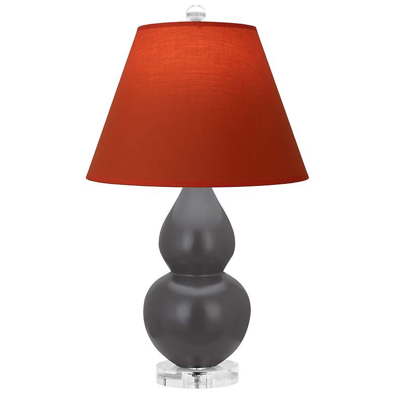 Image 1 Double Gourd 22"H Ash And Lucite Lamp w/ Tangerine And Taupe Shade