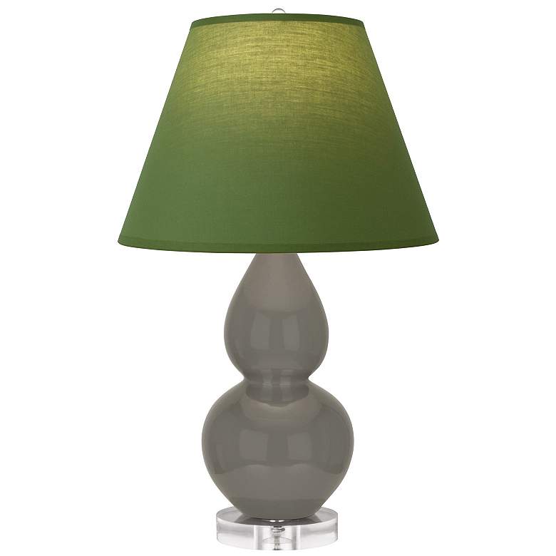 Image 1 Double Gourd 22"H Ash And Lucite Lamp w/ Tea Green And Taupe Shade
