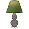 Double Gourd 22"H Ash And Lucite Lamp w/ Tea Green And Taupe Shade