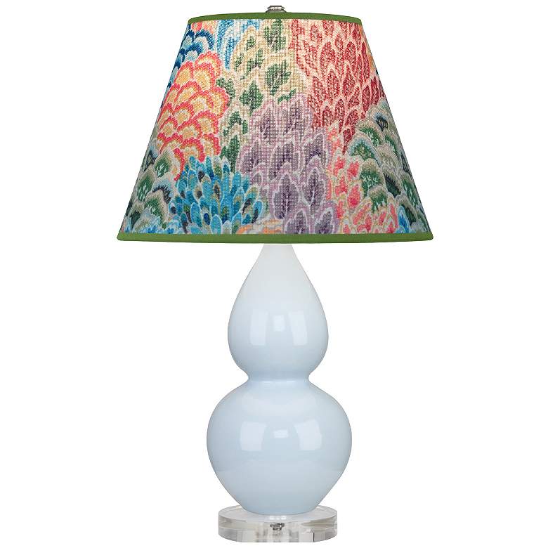 Image 1 Double Gourd 22"H Baby Blue And Lucite Accent Lamp w/ Spring Shade
