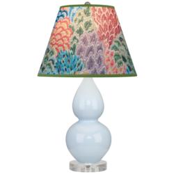 Double Gourd 22"H Baby Blue And Lucite Accent Lamp w/ Spring Shade