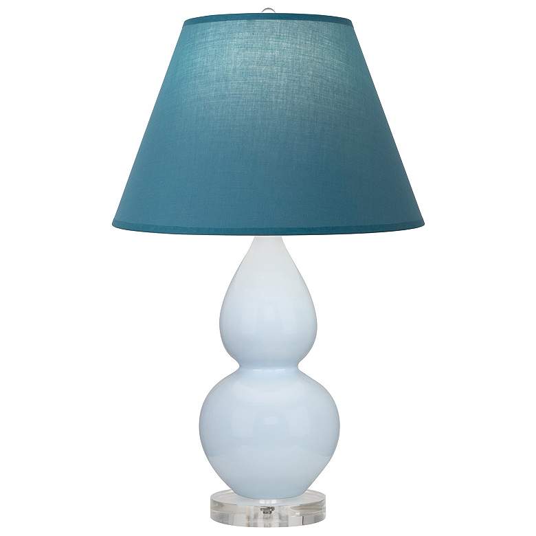 Image 1 Double Gourd 22"H Baby Blue And Lucite Lamp w/ Bright Blue And Gray Shade