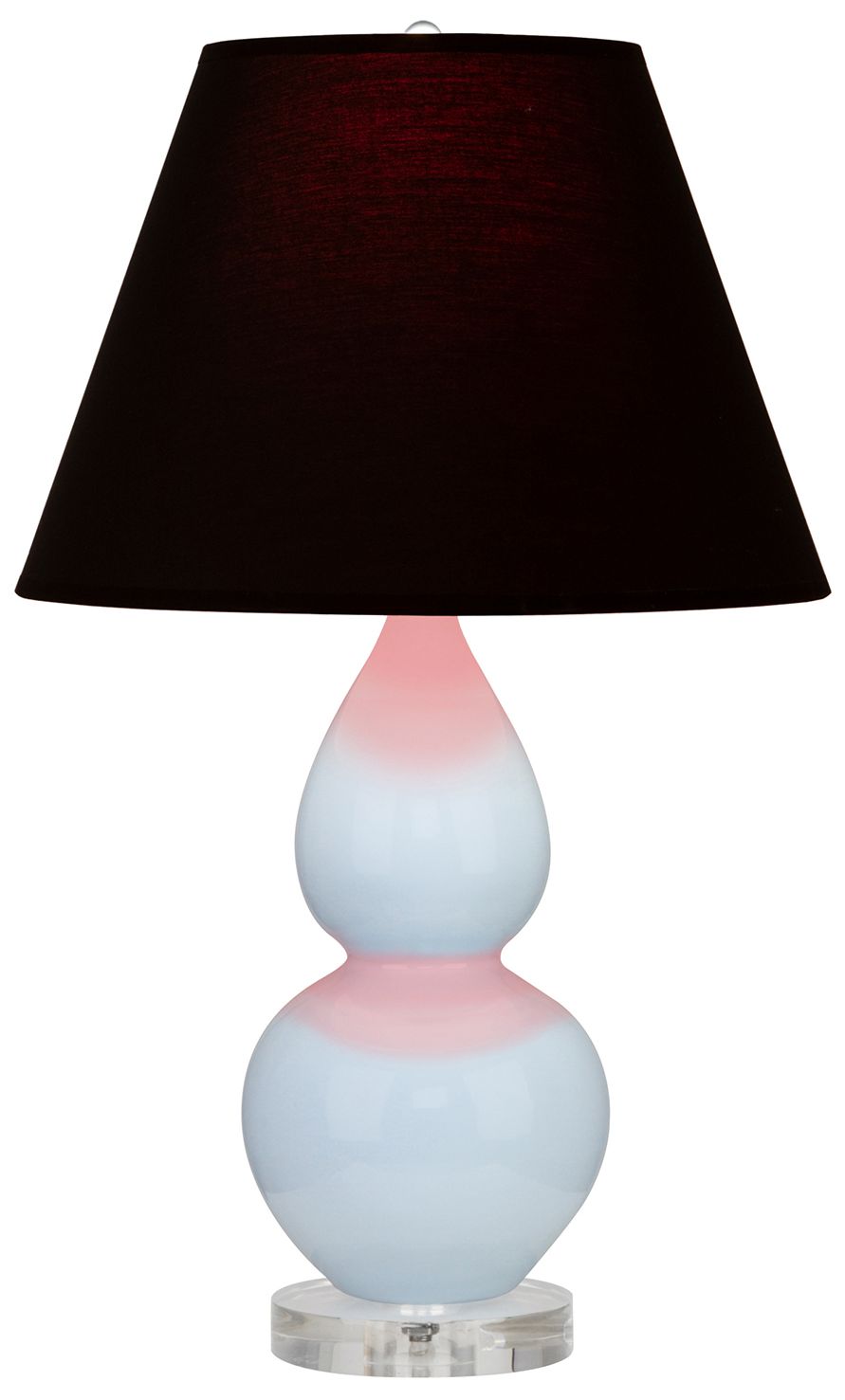 Double Gourd 22"H Baby Blue And Lucite Lamp w/ Ink And Rose Made to Order