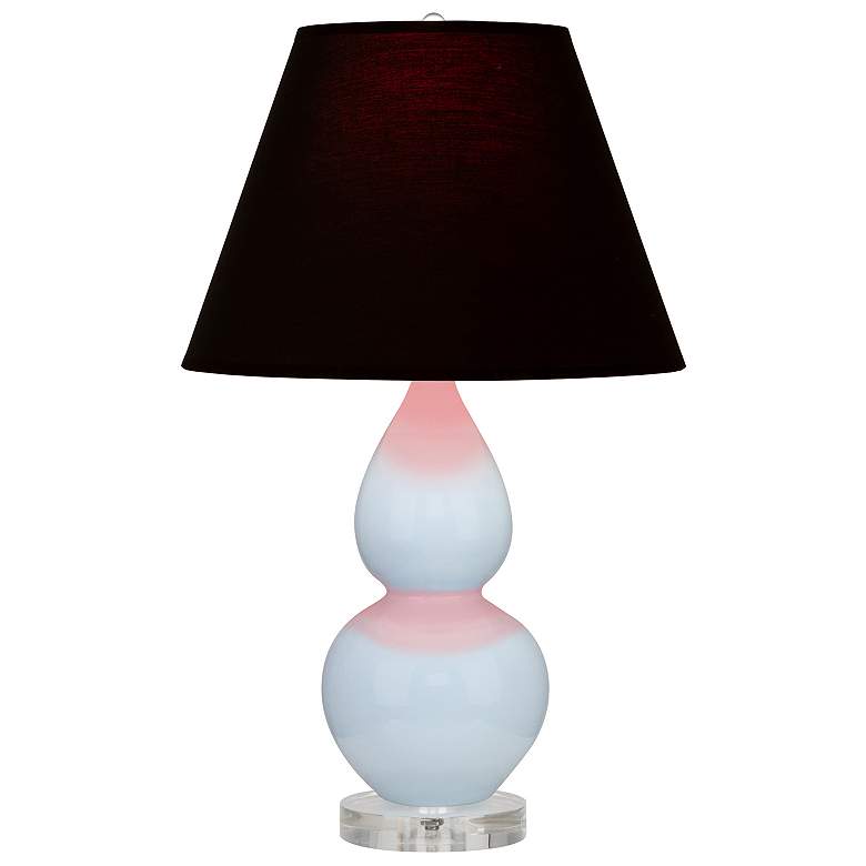 Image 1 Double Gourd 22"H Baby Blue And Lucite Lamp w/ Ink And Rose Shade