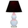 Double Gourd 22"H Baby Blue And Lucite Lamp w/ Ink And Rose Shade