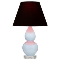 Double Gourd 22"H Baby Blue And Lucite Lamp w/ Ink And Rose Shade