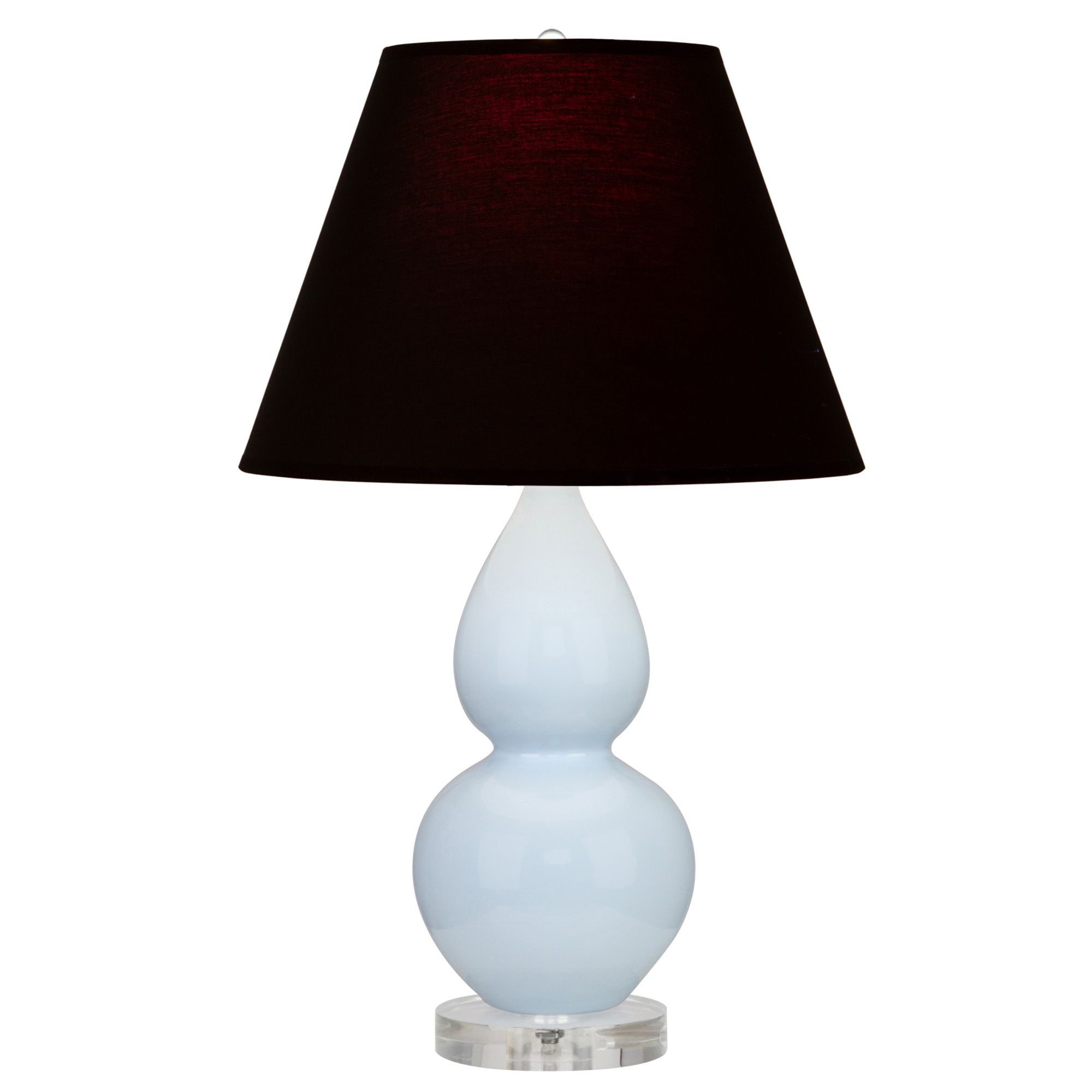 Image 2 Double Gourd 22"H Baby Blue And Lucite Lamp w/ Ink And Rose Shade more views