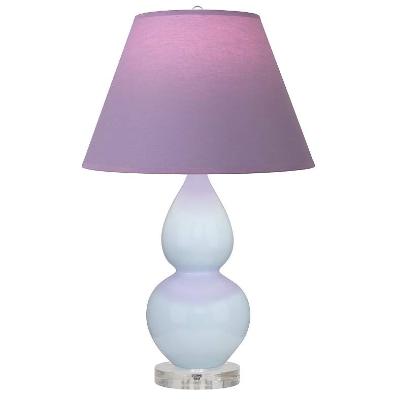 Image 1 Double Gourd 22"H Baby Blue And Lucite Lamp w/ Lavender And Plum Shade