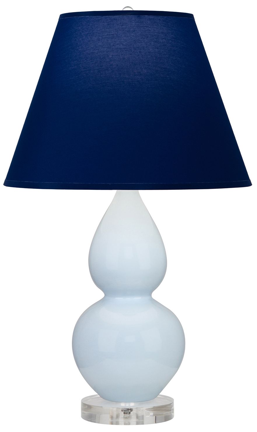 Double Gourd 22"H Baby Blue And Lucite Lamp w/ Navy And Gray Made to Order