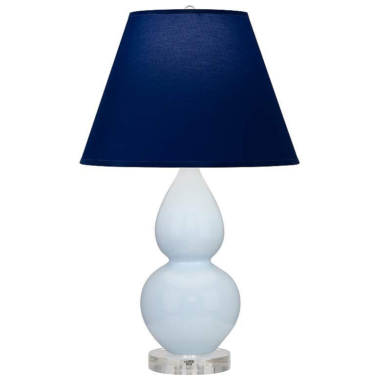 Image 1 Double Gourd 22"H Baby Blue And Lucite Lamp w/ Navy And Gray Shade