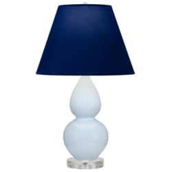 Double Gourd 22"H Baby Blue And Lucite Lamp w/ Navy And Gray Shade