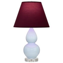 Double Gourd 22"H Baby Blue And Lucite Lamp w/ Plum And Lavender Shade