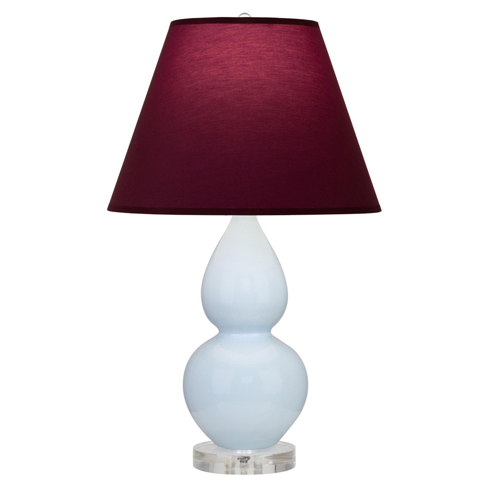 Image 2 Double Gourd 22"H Baby Blue And Lucite Lamp w/ Plum And Lavender Shade more views