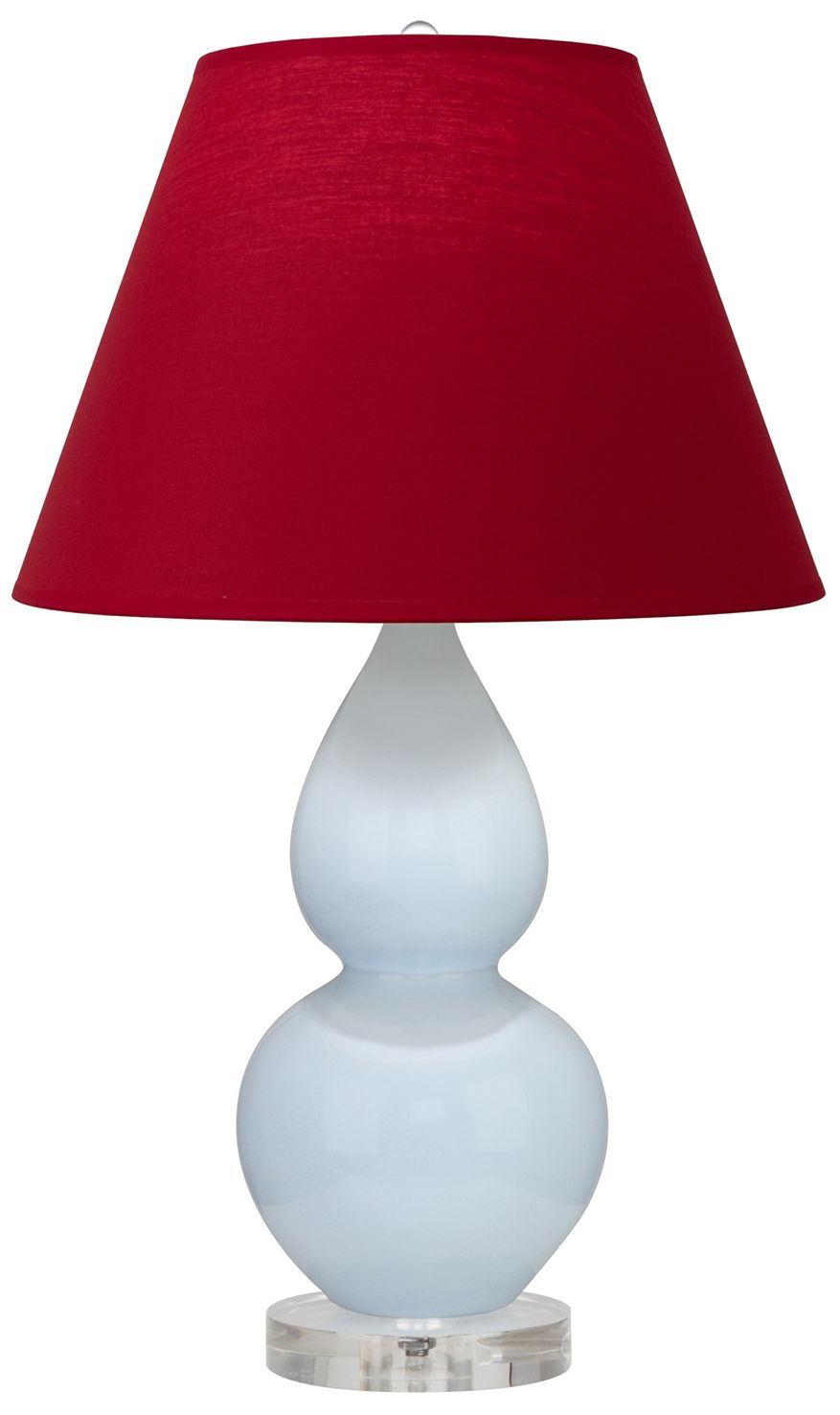 Double Gourd 22"H Baby Blue And Lucite Lamp w/ Rose And Ink Made to Order
