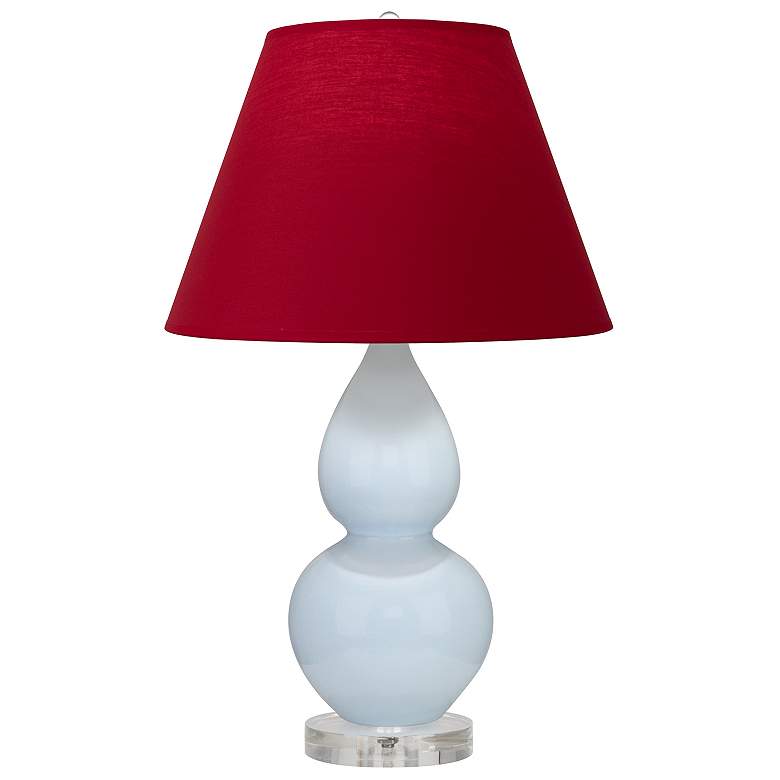 Image 1 Double Gourd 22"H Baby Blue And Lucite Lamp w/ Rose And Ink Shade