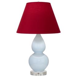 Double Gourd 22"H Baby Blue And Lucite Lamp w/ Rose And Ink Shade