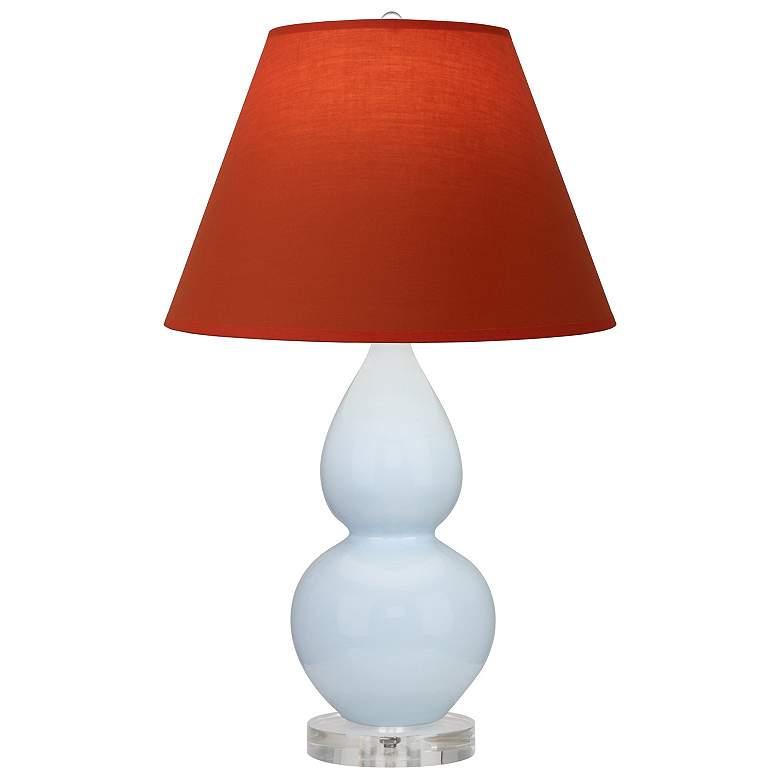 Image 1 Double Gourd 22"H Baby Blue And Lucite Lamp w/ Tangerine And Taupe Shade