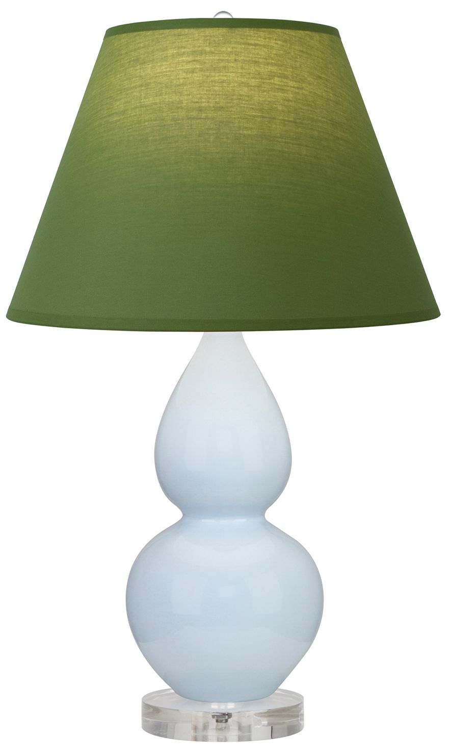 Double Gourd 22"H Baby Blue And Lucite Lamp w/ Tea And Taupe Made to Order