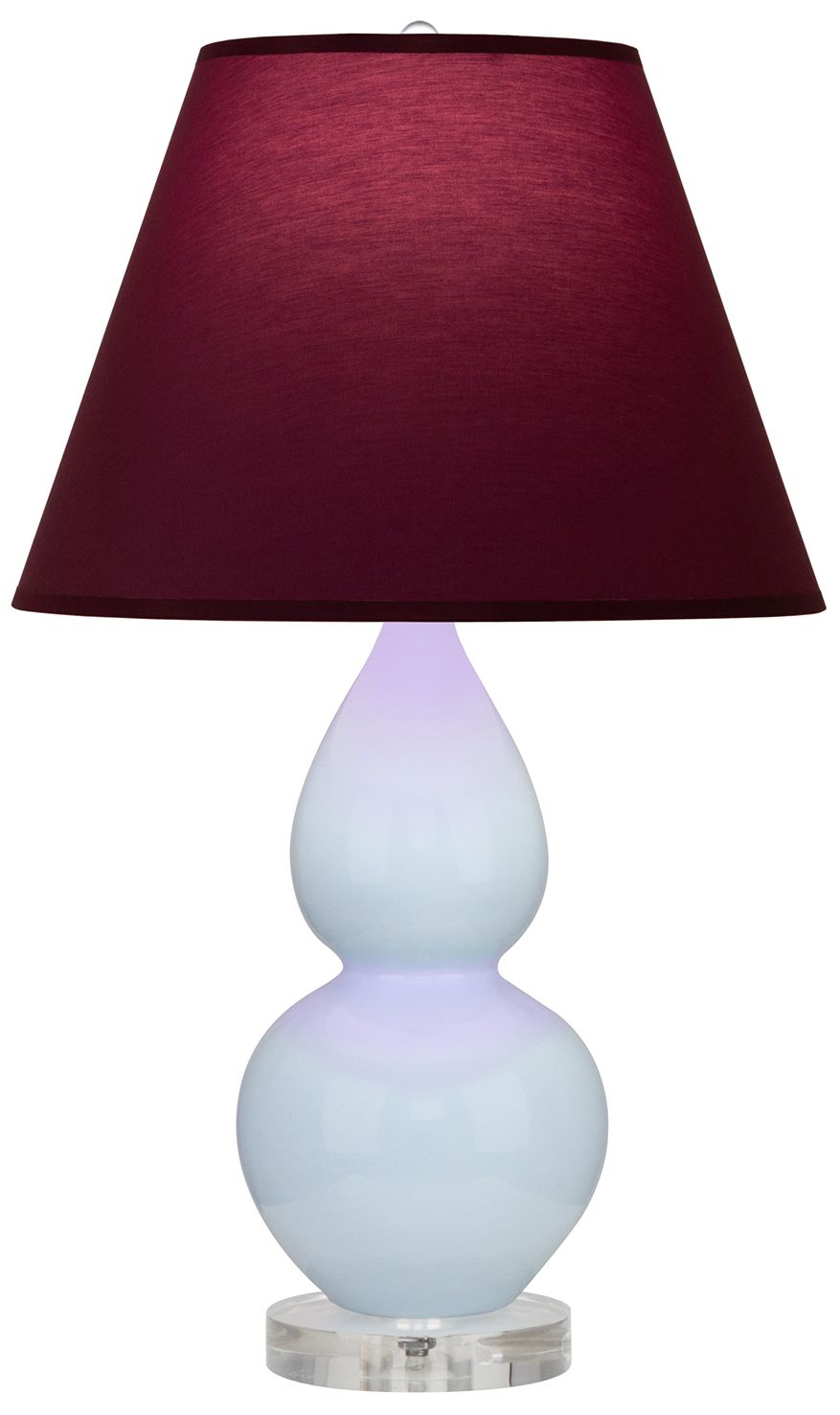 Double Gourd 22"H Baby Blue & Lucite Lamp w/ Plum & Lavender Made to Order