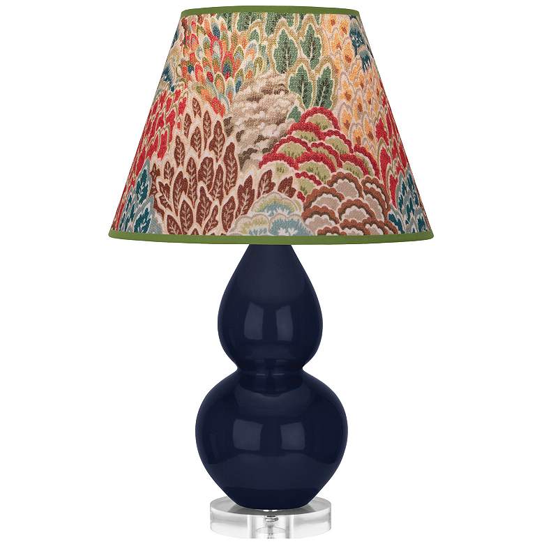 Image 1 Double Gourd 22"H Blue And Lucite Accent Lamp w/ Fall Floral Shade