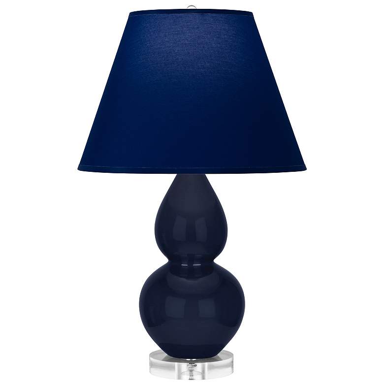Image 1 Double Gourd 22"H Blue And Lucite Accent Lamp w/ Navy And Gray Shade