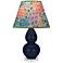 Double Gourd 22"H Blue And Lucite Accent Lamp w/ Spring Floral Shade