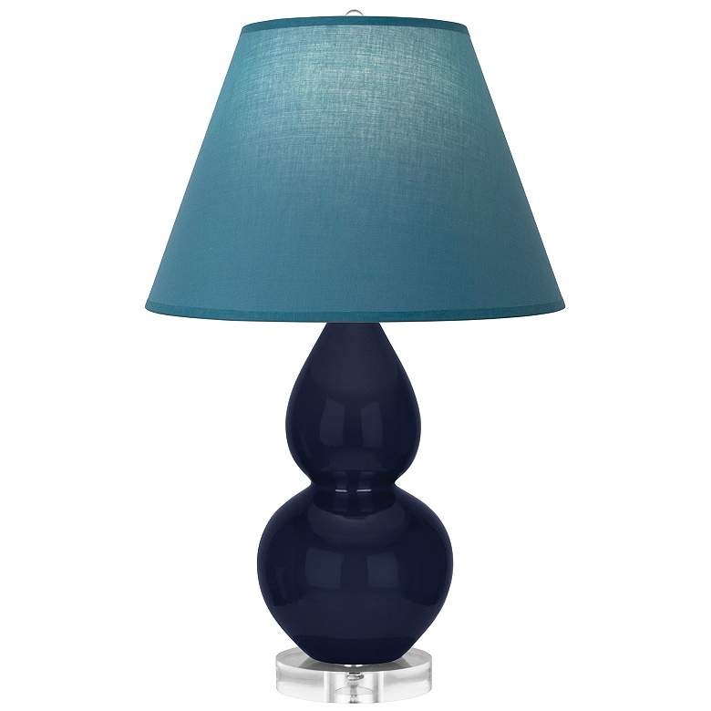 Image 1 Double Gourd 22"H Blue And Lucite Lamp w/ Bright Blue And Gray Shade