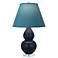 Double Gourd 22"H Blue And Lucite Lamp w/ Bright Blue And Gray Shade