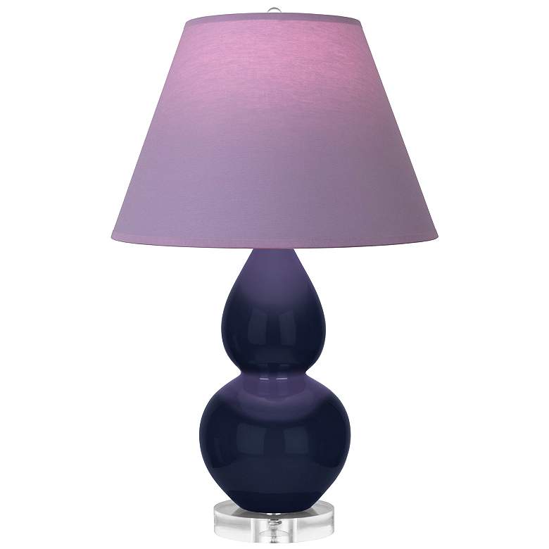 Image 1 Double Gourd 22"H Blue And Lucite Lamp w/ Lavender And Plum Shade