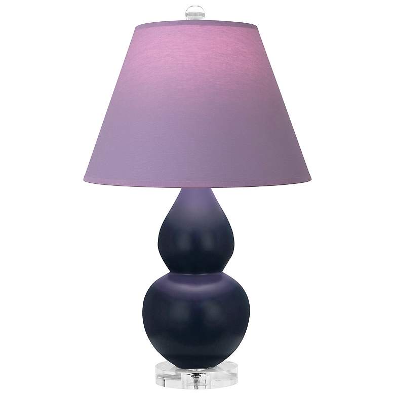 Image 1 Double Gourd 22"H Blue And Lucite Lamp w/ Lavender And Plum Shade