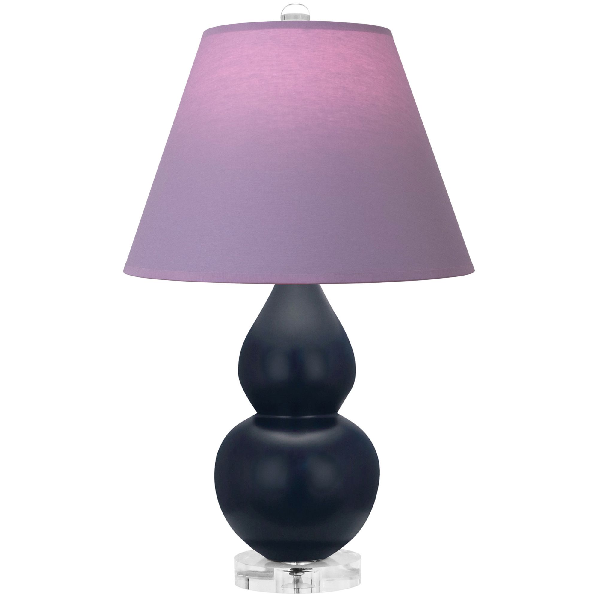 Image 2 Double Gourd 22"H Blue And Lucite Lamp w/ Lavender And Plum Shade more views