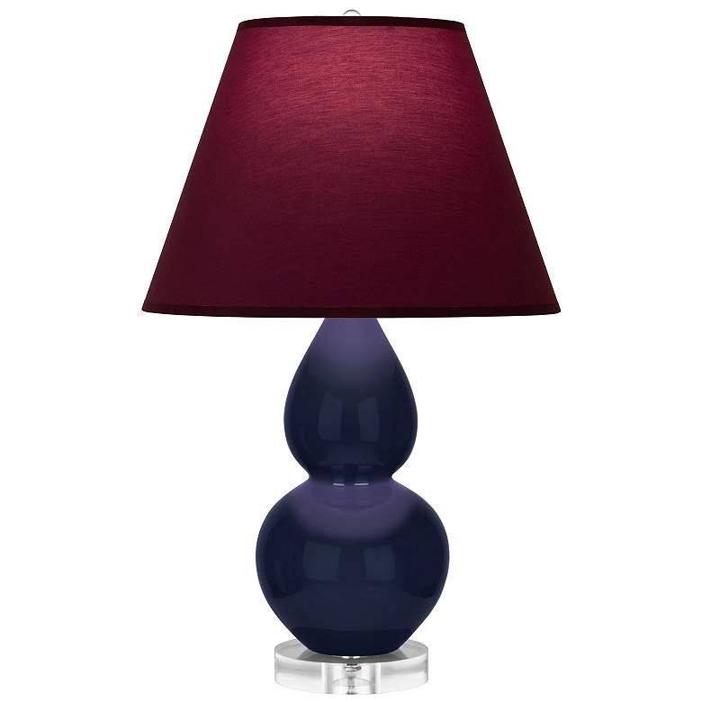 Image 1 Double Gourd 22"H Blue And Lucite Lamp w/ Plum And Lavender Shade