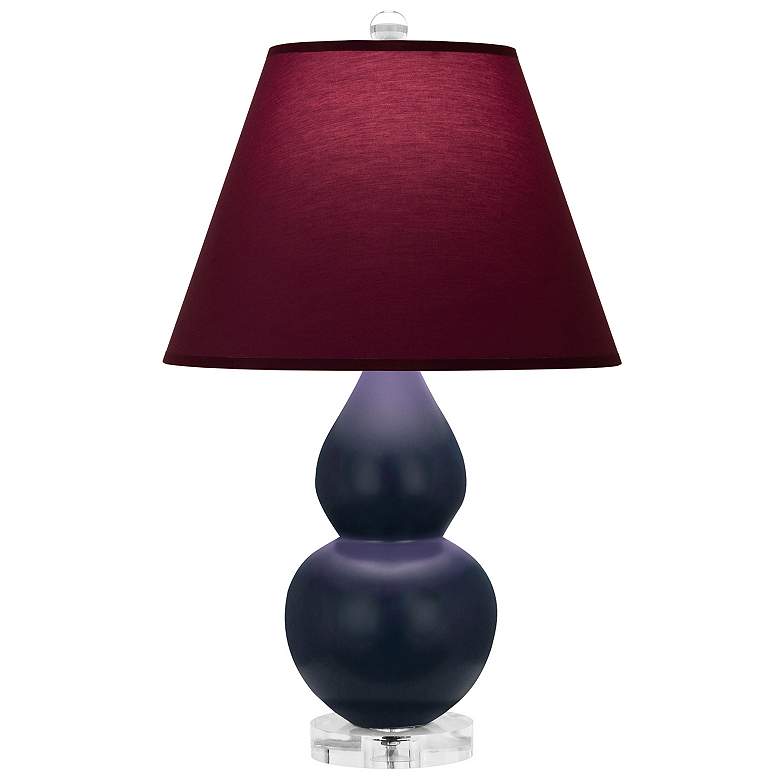 Image 1 Double Gourd 22"H Blue And Lucite Lamp w/ Plum And Lavender Shade