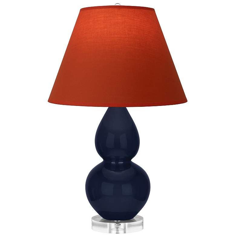 Image 1 Double Gourd 22"H Blue And Lucite Lamp w/ Tangerine And Taupe Shade