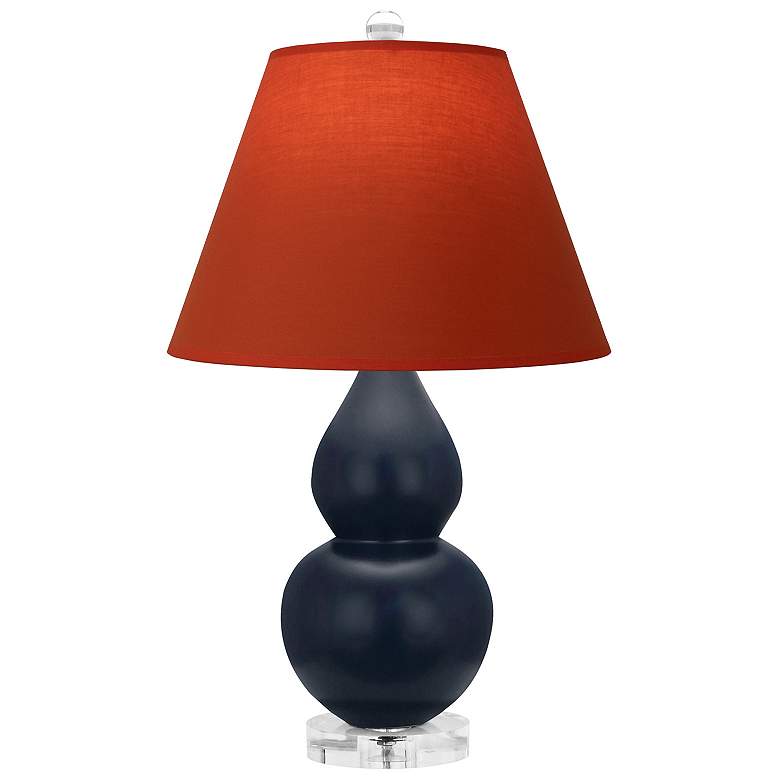 Image 1 Double Gourd 22"H Blue And Lucite Lamp w/ Tangerine And Taupe Shade