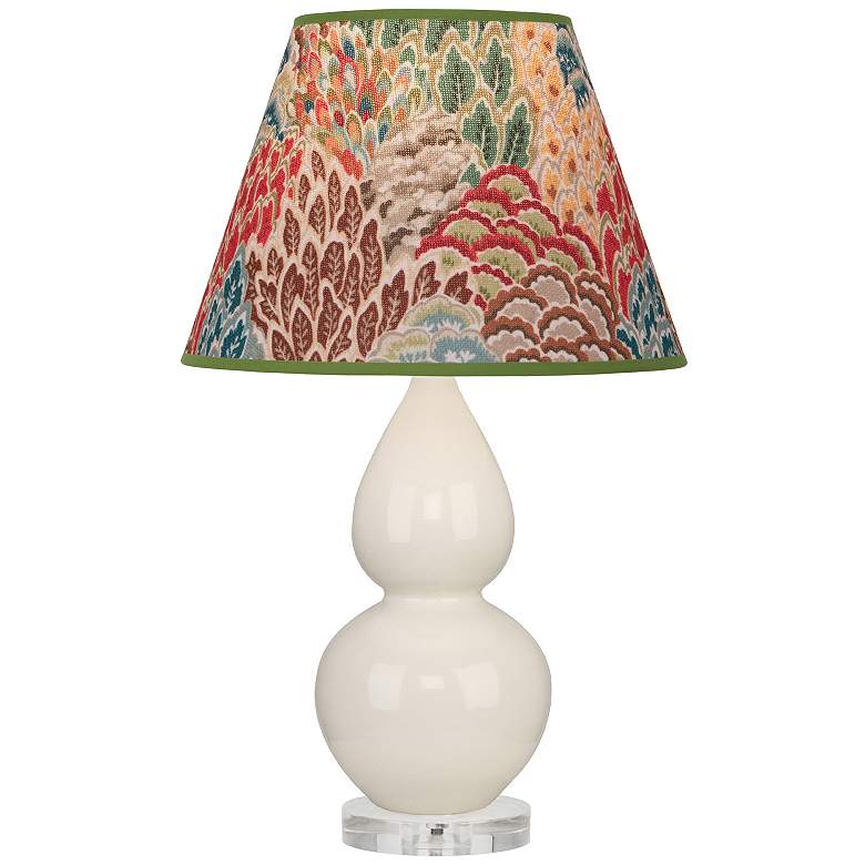 Image 1 Double Gourd 22"H Bone And Lucite Accent Lamp w/ Fall Floral Shade