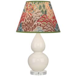 Double Gourd 22"H Bone And Lucite Accent Lamp w/ Fall Floral Shade