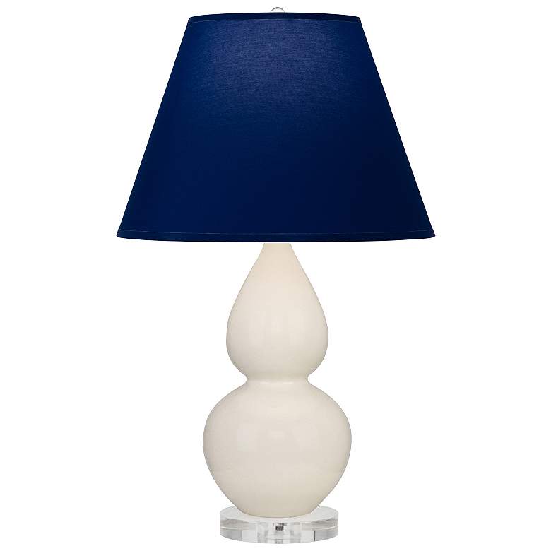 Image 1 Double Gourd 22"H Bone And Lucite Accent Lamp w/ Navy And Gray Shade