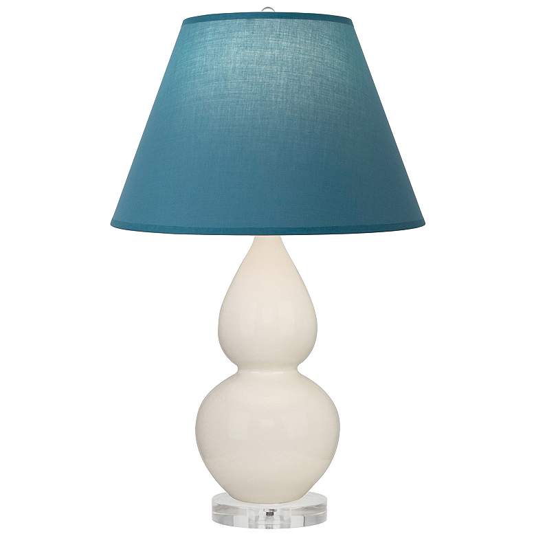 Image 1 Double Gourd 22"H Bone And Lucite Lamp w/ Bright Blue And Gray Shade