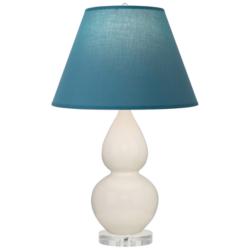 Double Gourd 22"H Bone And Lucite Lamp w/ Bright Blue And Gray Shade